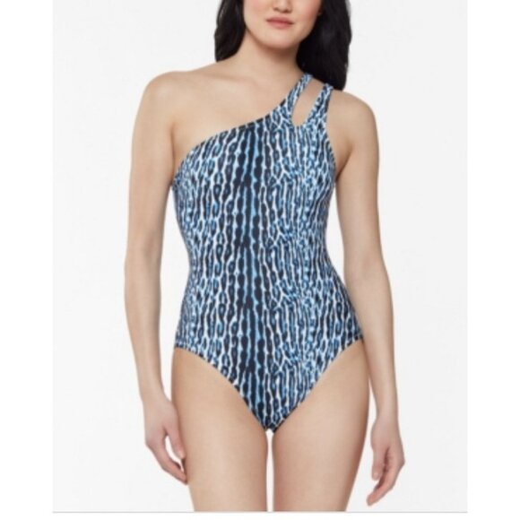 Jessica Simpson Other - Jessica Simpson $98 Printed Sassy Safari One-Shoulder One-Piece Swimsuit Size XL